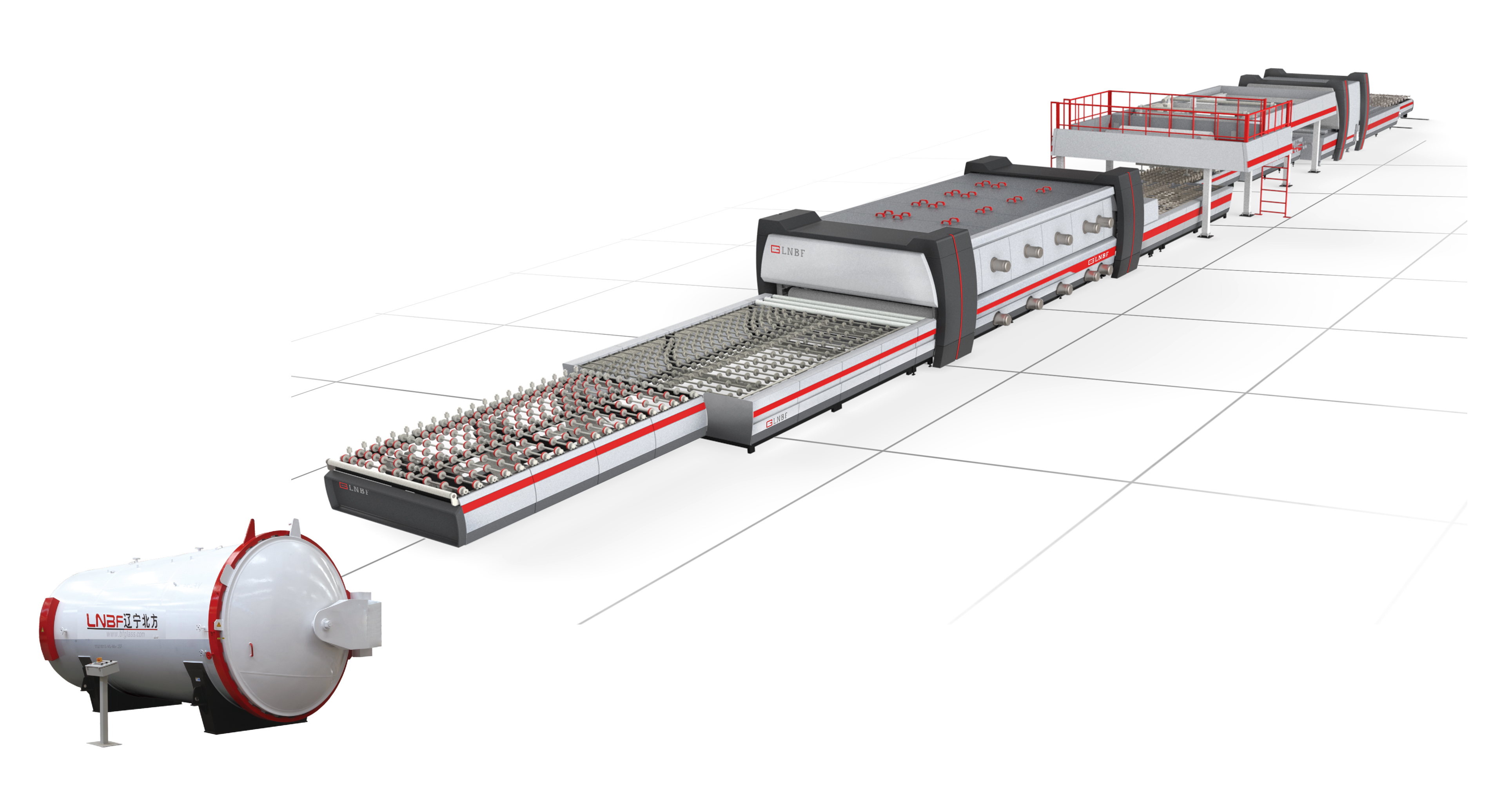 Export-type architecture laminated glass production line